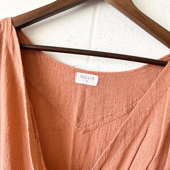 Gillia Short Sleeve 100% Cotton Cottagecore Bohemian V-Neck Dress Women's Small - Picture 4 of 5